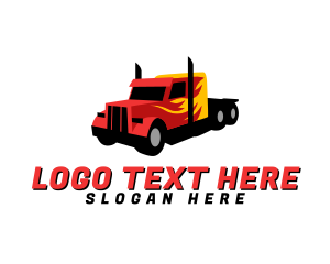 Trailer Truck - Red Hotrod Truck logo design