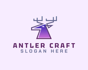 Gradient Deer Antler logo design