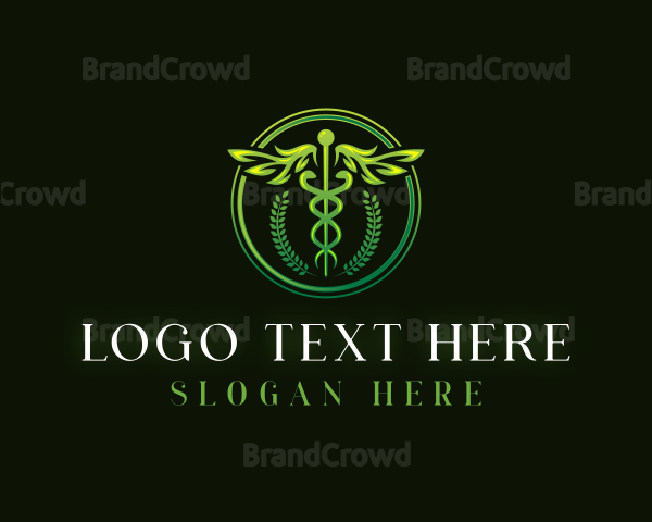 Wings Caduceus Staff Logo