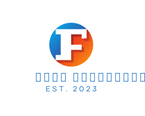 Alphabet - Blue & Orange F Badge logo design