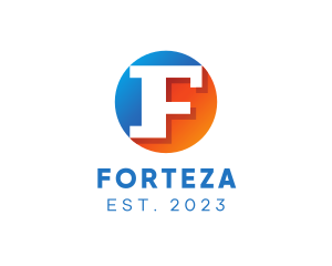 Blue & Orange F Badge logo design