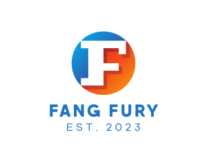 Blue & Orange F Badge logo design