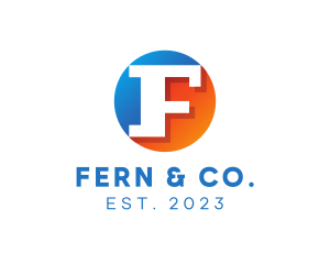 Blue & Orange F Badge logo design