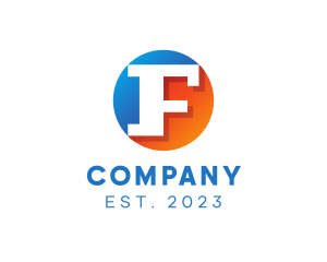 Barber - Blue & Orange F Badge logo design