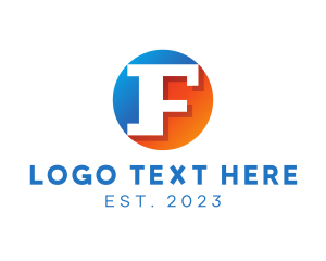 Printing Press - Blue & Orange F Badge logo design