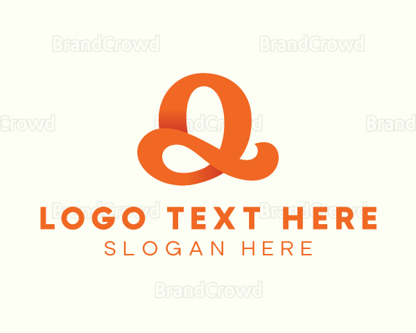 Orange Script Letter Q Logo