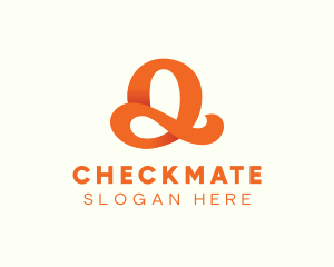 Orange Script Letter Q logo design