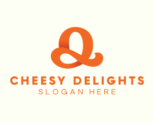 Orange Script Letter Q logo design