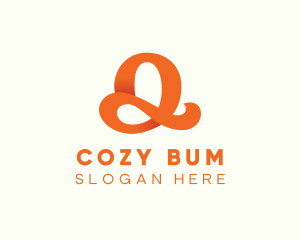 Orange Script Letter Q logo design