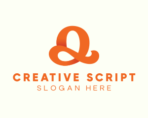 Lettering - Orange Script Letter Q logo design