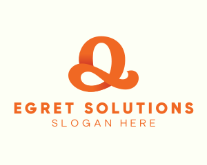 Orange Script Letter Q logo design