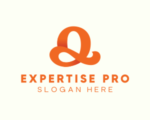 Orange Script Letter Q logo design