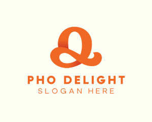 Orange Script Letter Q logo design