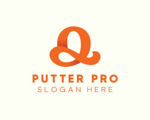 Orange Script Letter Q logo design