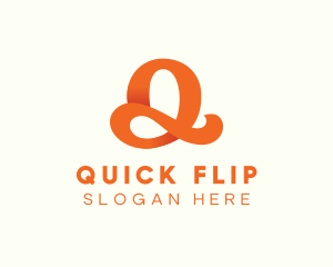 Orange Script Letter Q logo design