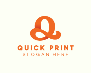 Orange Script Letter Q logo design