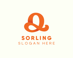 Orange Script Letter Q logo design