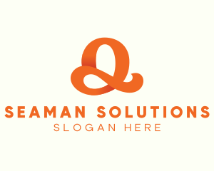 Orange Script Letter Q logo design