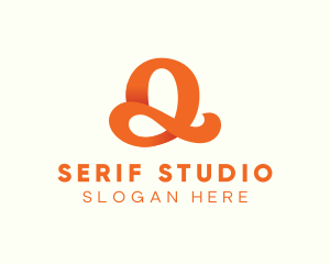 Serif - Orange Script Letter Q logo design