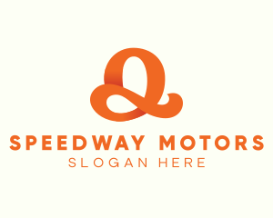 Orange Script Letter Q logo design