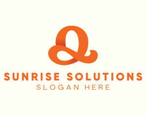 Orange Script Letter Q logo design