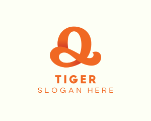 Orange Script Letter Q logo design