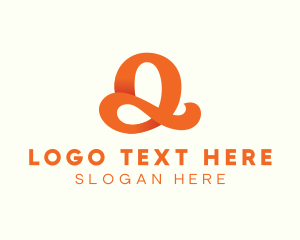 Orange - Orange Script Letter Q logo design