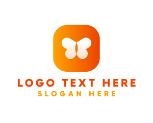 Gradient - Orange Butterfly App logo design