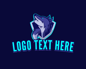 Online Gaming - Wolf Shield Howl logo design