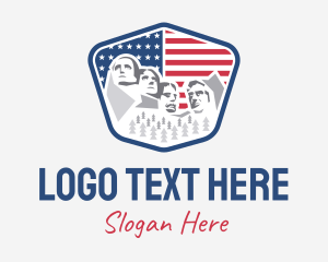 Travelling - Mount Rushmore USA Flag logo design