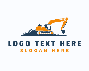 Construction Worker - Backhoe Contractor Mountain logo design