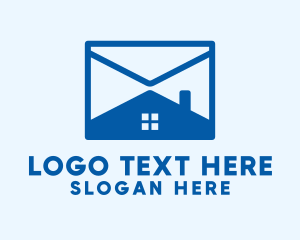Postage Stamp - Blue Envelope House logo design