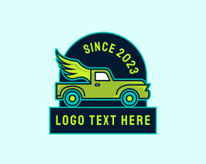 Courier - Pickup Truck Wings Vehicle logo design