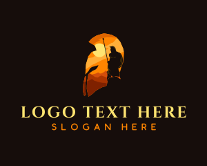 Character - Medieval Spartan Warrior logo design