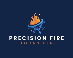 Fire Snowflake HVAC logo design