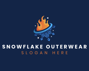 Fire Snowflake HVAC logo design