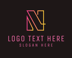 Bright - Neon Letter N logo design