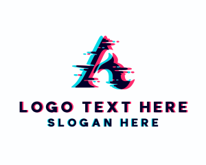 Music App - Glitch Tech Letter A logo design