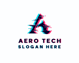 Glitch Tech Letter A  logo design