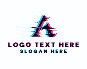 Technology - Glitch Tech Letter A logo design