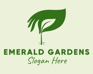 Green Seedling Hand logo design