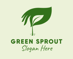 Green Seedling Hand logo design