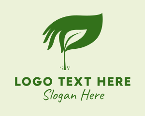 Vegan - Green Seedling Hand logo design