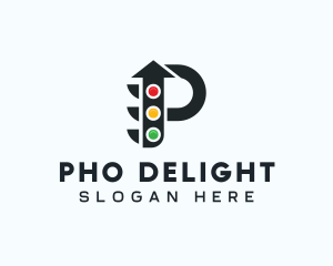 Arrow Traffic Light Letter P logo design