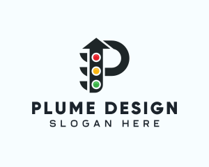 Arrow Traffic Light Letter P logo design