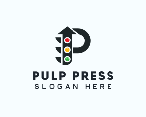 Arrow Traffic Light Letter P logo design