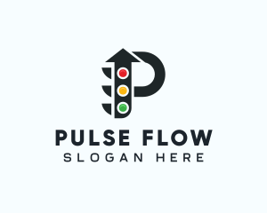 Arrow Traffic Light Letter P logo design