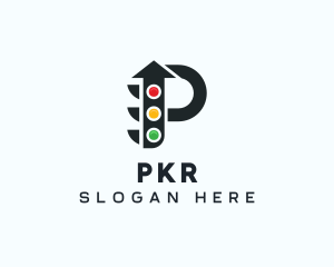 Arrow Traffic Light Letter P logo design