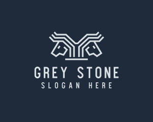 Grey - Equestrian Double Horse Mane logo design