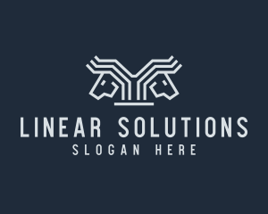 Linear - Equestrian Double Horse Mane logo design